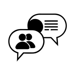 Communication symbols with speech bubbles and people icons  