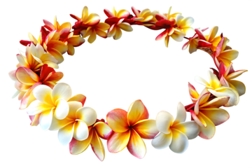 hawaii garland of rangipani flowers ei isolated on white background, png, ai generated.