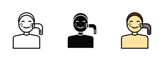 set of pixel perfect colored hydra facial icon , 1 Silhouette, 1 Unexpanded, Skincare tool icon representing hydra facial treatment.