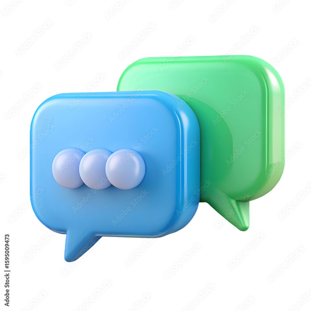 Fototapete speech bubbles template side view 3d icon rendering illustration on transparent background for ui
