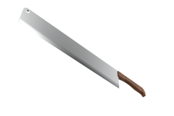 Essential Kitchen Chopping Knife: Large Stainless Steel Blade with Durable Wooden Handle, Ideal for Food Processing, Meat, and Fruit. Isolated on HD Transparent Background for Culinary Design Projects