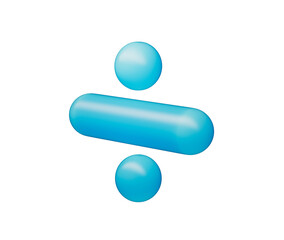A sleek division symbol with a smooth, matte blue finish and soft lighting.. 3d illustration