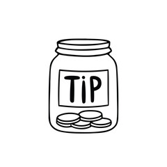 Glass jar filled with tipping coins