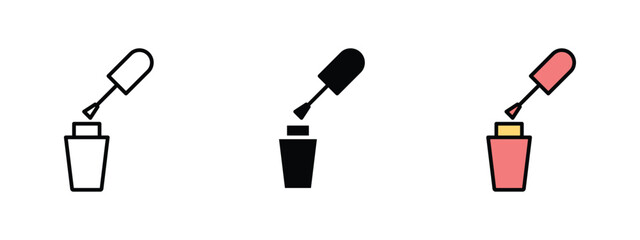 Obraz premium set of pixel perfect colored Nail Polish icon , 1 Silhouette, 1 Unexpanded, Nail polish bottle with brush.