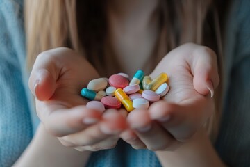 Female hand holding contraceptive pills