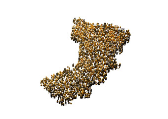 Oman Map Made Of High Quality Premium Golden Metallic Copper Brass Pillars 3D Illustration