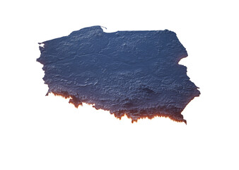 Illuminated Poland Data Map Highlighting Geographical Features Neon Glow Light 3D Illustration