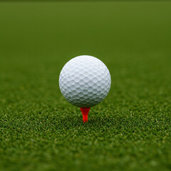 Golf Ball on Tee Ready for Drive, Isolated on White Background in 8k.