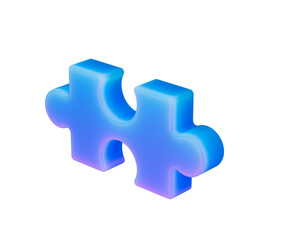 Obraz premium A glowing blue puzzle piece with smooth edges and a futuristic design. 3D illustration