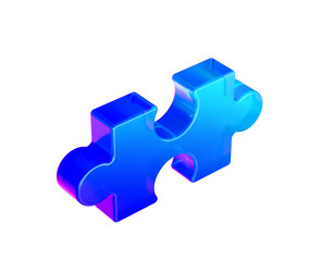 Fototapeta premium A glowing blue puzzle piece with smooth edges and a futuristic design. 3D illustration