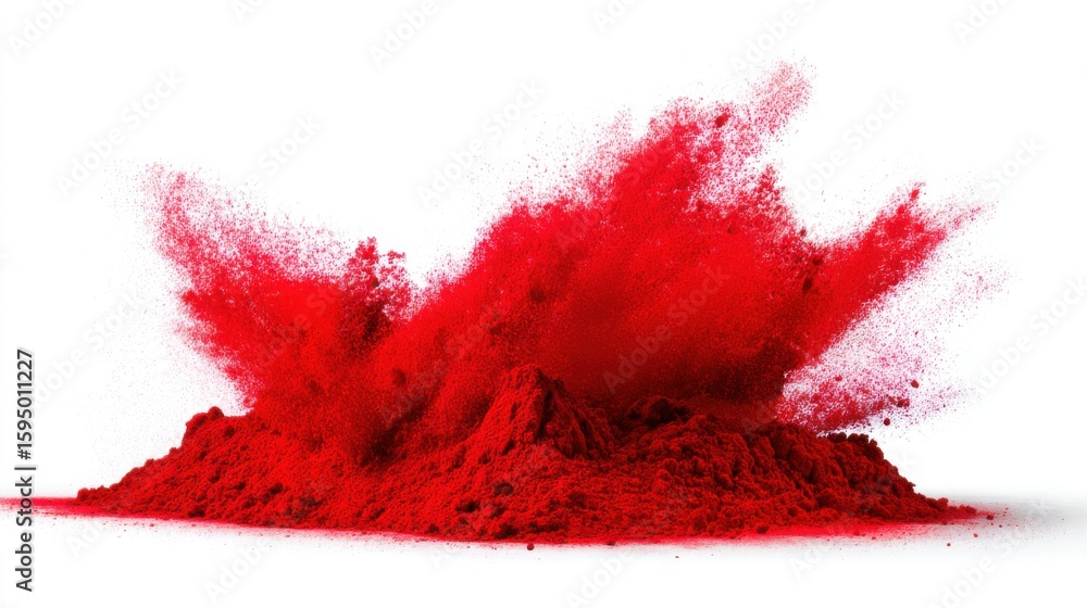 Aufkleber dynamic red powder mound erupting with fine particles, showcasing vibrant energy and movement agains