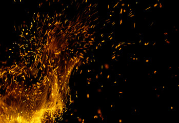 A black background with a lot of fire and smoke