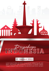 Indonesia Independence Day Celebration Poster with text effect