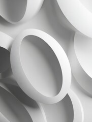 Abstract white oval forms floating with soft shadows and matte texture in minimalist 3D composition, premium digital collectible background for AR filter designs
