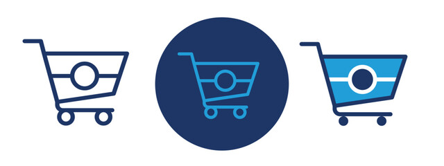 set of pixel perfect colored Shopping icon , 1 Silhouette, 1 Unexpanded, Bag and cart icon representing shopping or retail activity.