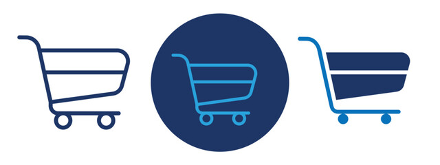 set of pixel perfect colored Shopping cart icon , 1 Silhouette, 1 Unexpanded, Trolley icon symbolizing online or in-store shopping cart.