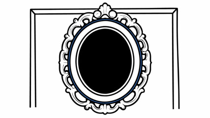 Download antique ornate frame vector illustration for design and decoration element with black circle shape