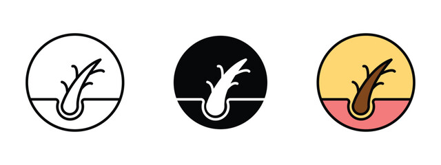 set of pixel perfect colored Split Ends icon , 1 Silhouette, 1 Unexpanded, Symbol representing damaged hair with split ends in a simple haircare graphic.