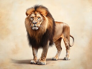 Obraz premium Majestic Lion Engraving in Vintage Style with Intricate Details