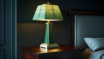 Vintage retro light in dark bedroom with warm ambiance and soft shadows for cozy interior mood
