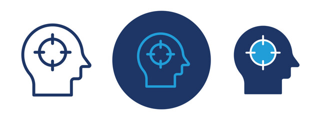 set of pixel perfect colored Targeting icon , 1 Silhouette, 1 Unexpanded, Crosshairs or bullseye design indicating focus, goals or targeting.