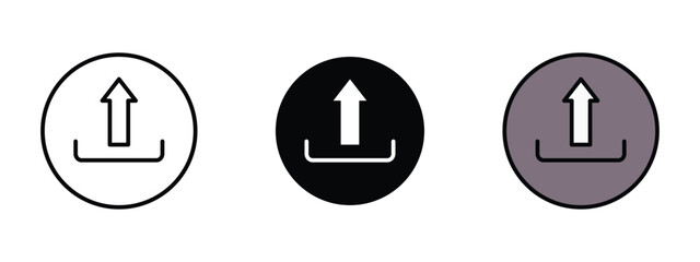 set of pixel perfect colored Upload icon , 1 Silhouette, 1 Unexpanded, An upward arrow representing data upload or file transfer.