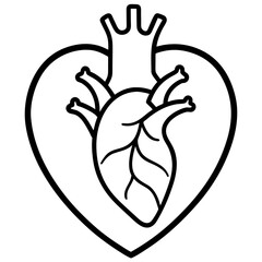 Human heart icon line art vector illustration 