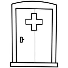 Obraz premium Hospital door line art vector illustration 