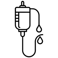 IV drip line art vector illustration 