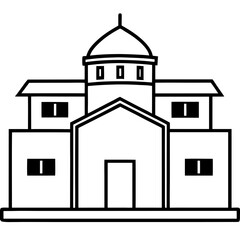 Hospital building line art vector illustration 