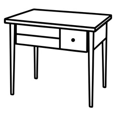 Desk with drawer line art vector illustration 