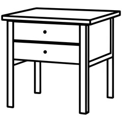Desk with drawer line art vector illustration 
