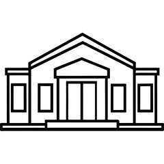 Office building front line art vector illustration 