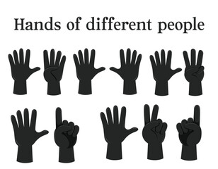 hands of different people vector icon set collection
