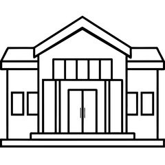Office building front line art vector illustration 