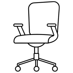 Office chair with wheels line art vector illustration 