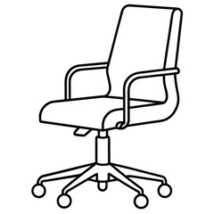 Office chair with wheels line art vector illustration 