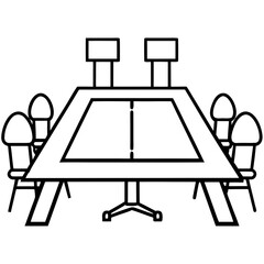 Meeting table line art vector illustration 