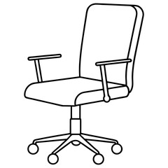 Office chair with wheels line art vector illustration 