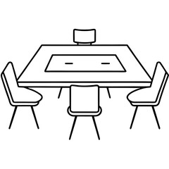 Meeting table line art vector illustration 