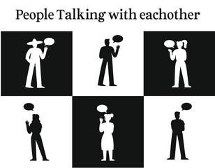 people talking with each other graphics illustration set
