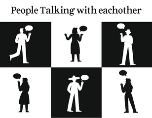 people talking with each other graphics illustration set
