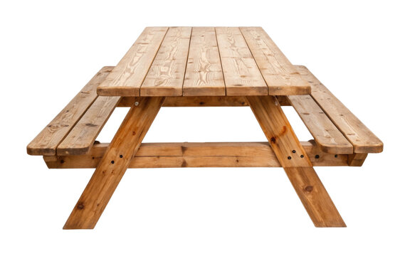Wooden picnic table with benches for outdoor seating - Powered by Adobe