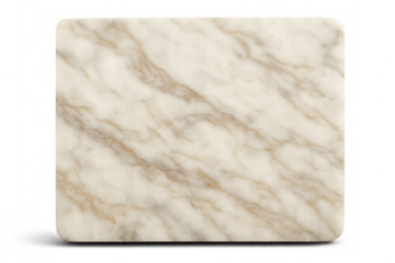 Polished marble surface featuring elegant gold veining, clean rectangular shape with soft corners, pristine white backdrop enhancing minimalist design potential