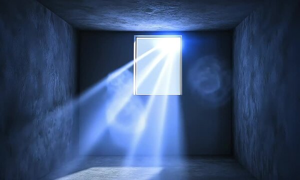 Empty room with a window, dramatic light