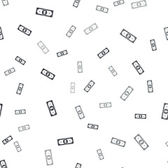 Scattered Dollar Bill Icon Pattern in Black and Gray on White Seamless Background