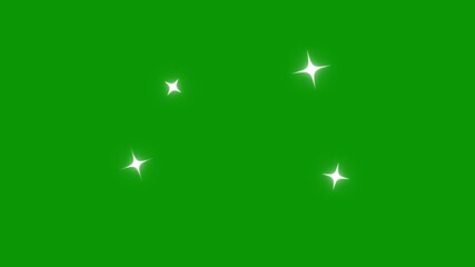 Twinkling stars animation. fast line glitter motion, white cartoon blinking stars, flat vector doodle sparkle, glowing light trails, 2D shining twinkle effect on green screen background. - Powered by Adobe