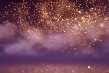 Sparkling fireworks against a dusky purple sky