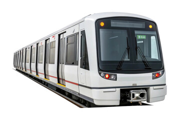 Modern urban metro train on railway track
