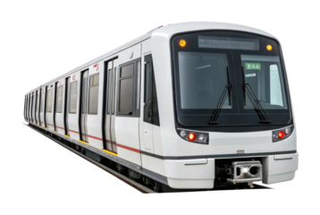 Modern urban metro train on railway track